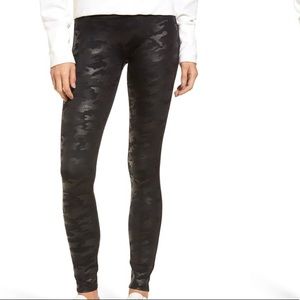 NWT SPANX Faux Leather Leggings Black Camo Small